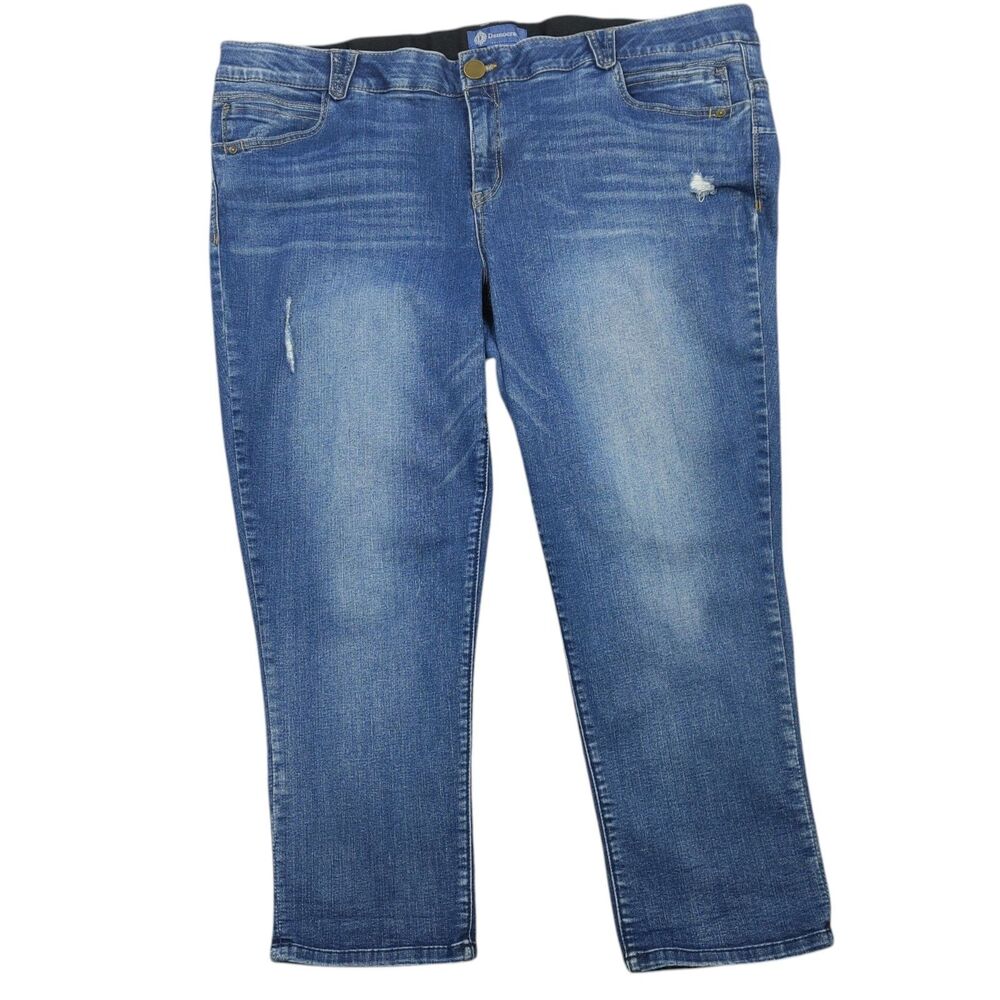 Democracy "Ab"solution Capri Women's Blue Denim Jeans Size 24W EUC